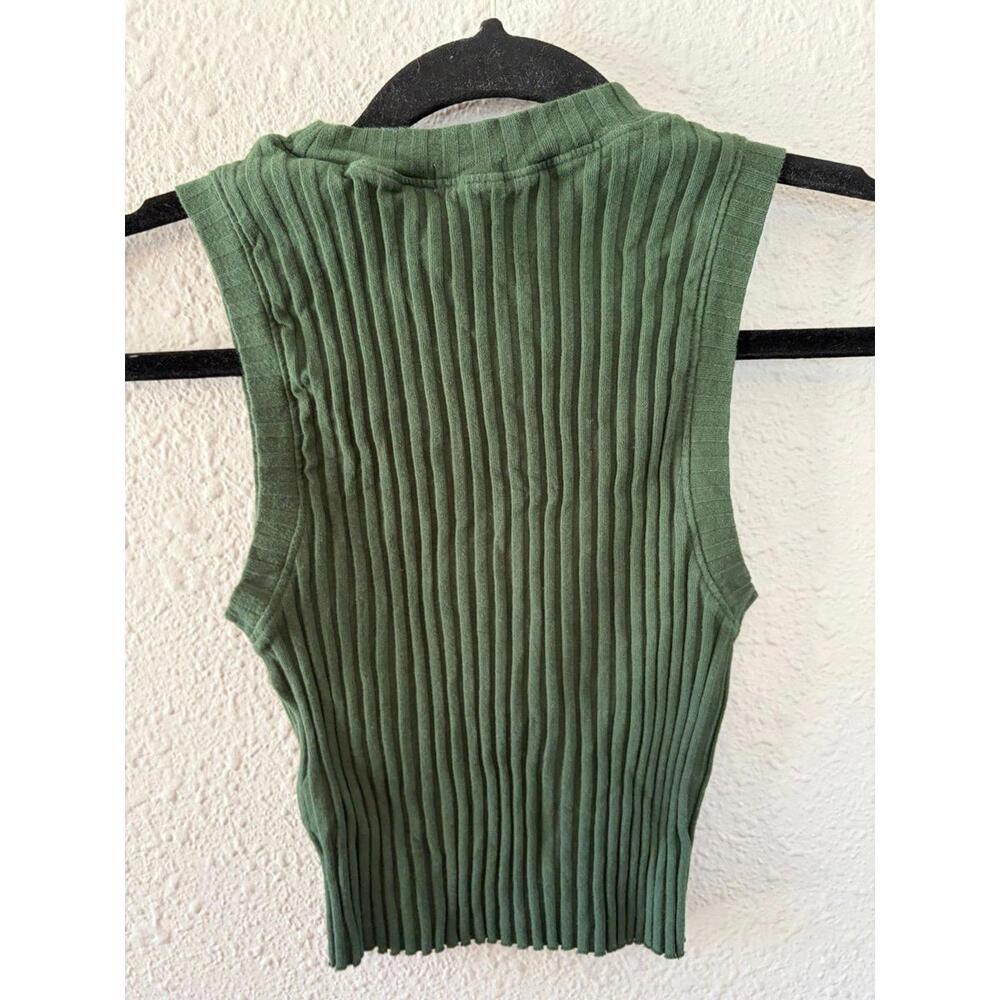 Aerie green ribbed cropped tank size XS stretchy - Picture 3 of 3